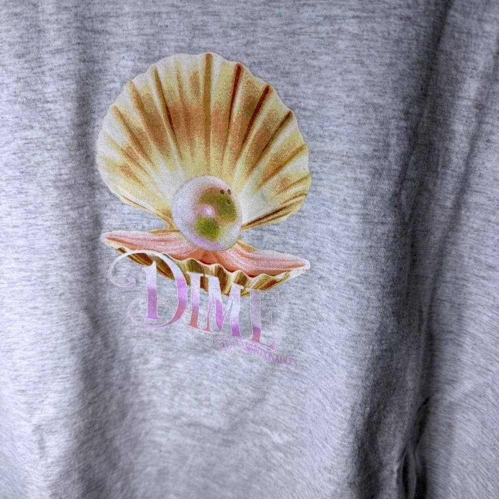 Dime MTL Heather Grey Seashell Pearl Graphic Tee Shirt Medium Made in Canada